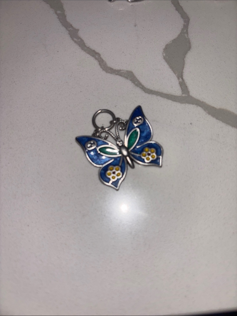 Gucci Blue & Green Enamel Butterfly Necklace Charm - Picture 2 of 3
